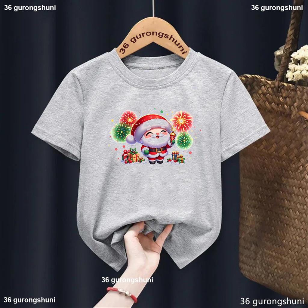 Happy Christmas And New Year! Funny Santa Claus Graphic Print For Boys Tshirt Summer Fashion Christmas Gifts Children'S Clothes