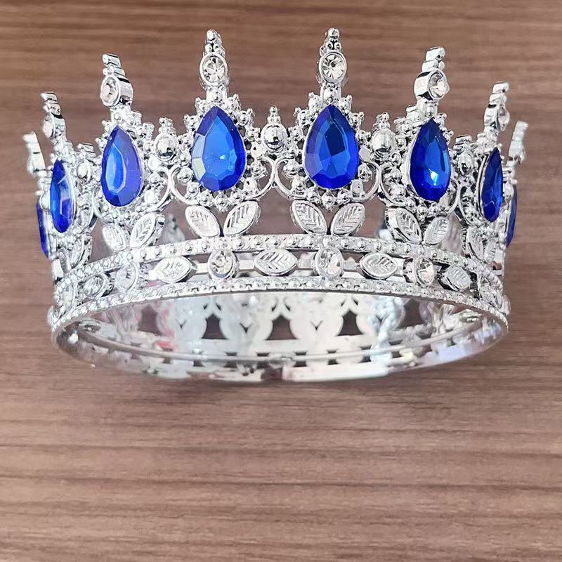 European and American Baroque Plastic Teardrop Crown Headwear for Brides Wedding Photography Accessories Full Round Coming of Age Ceremony Headwear