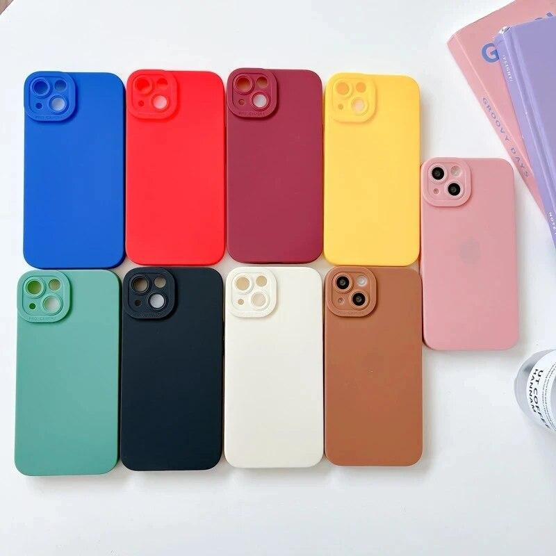 

Стильный силиконовый противоударный чехол для iPhone 14 13 12 11 Pro Max 12 Mini X Xs XR 7 8 Plus SE2020, мягкая задняя крышка, защита объектива