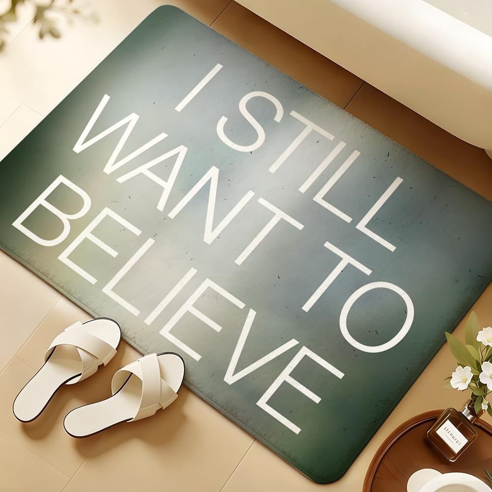 The X-Files I Want To Believe Floor Mat Soft Flannel Rug Non-Slip Absorbent Mat For Bathroom Bedroom Home Decor
