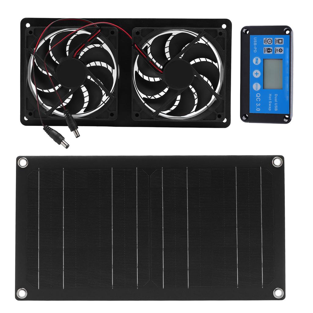Solarbetriebener Lüfter, 6-Zoll-Solar-Doppelauslasslüfter-Kit, geräuscharmes doppeltes Kühl-Lüftungsventil