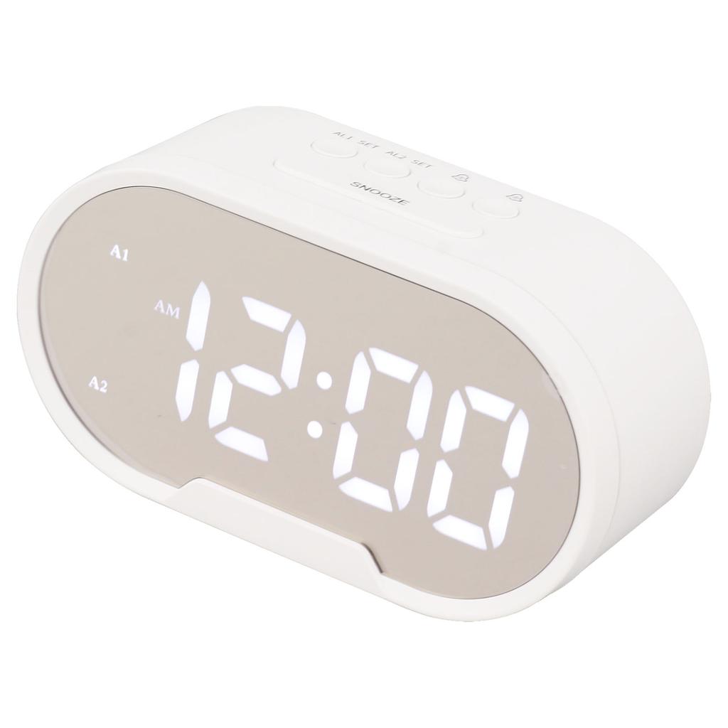 Digital Alarm Clock USB LED Display White Light Mirror Electronic Desktop Clock for Bedroom Living Room