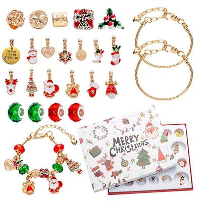 Popular DIY Creative Kids' Bracelet Jewelry Advent Calendar Surprise Box - Silver Set