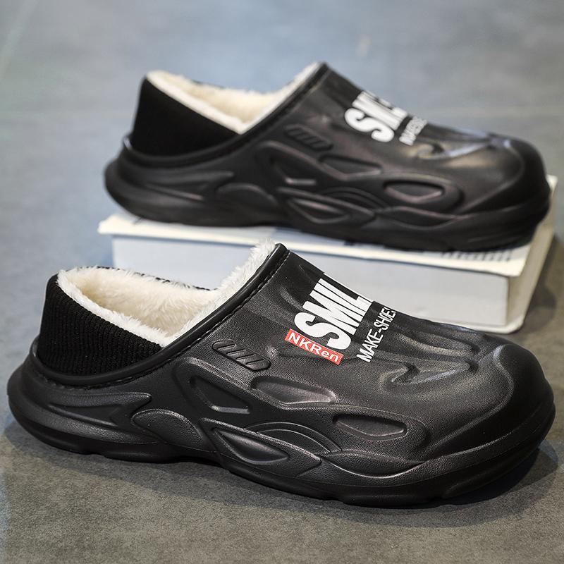 

Мужские тапочки зимние уличные теплые пушистые тапочки 2024 зимние тапочки домашние плюшевые женские хлопковые туфли унисекс зимние хлопковые туфли 38-39 чёрный