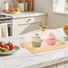Wooden Cake Stand Holder Butter Dish with Dome Container Dessert Tray for Kitchen Hotel