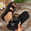Fashion Metal Double Buckle Thick Sole Punk Slippers Women Fashion Chunky Platform Sandals Woman Summer Anti Slip Outdoor Beach Slides