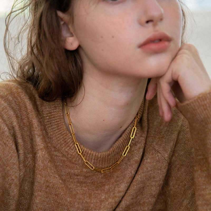 MERRYMOTIVE Bold Clip Chain Gold Necklace