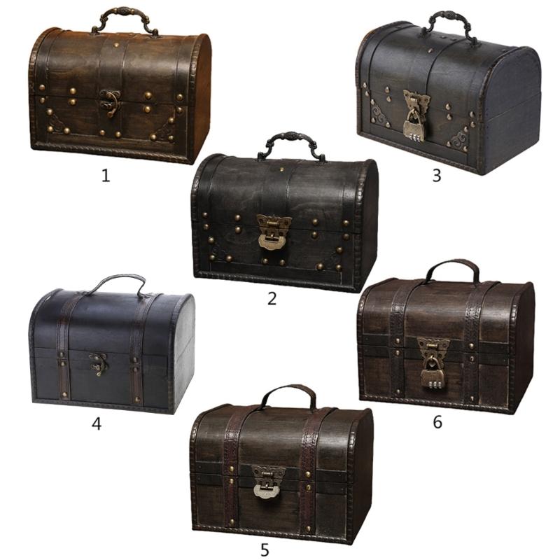 Vintage Wooden Jewelry Storage Box Organizer Container for Case Keepsake Chest for Souvenirs Xmas Birthday Valentines