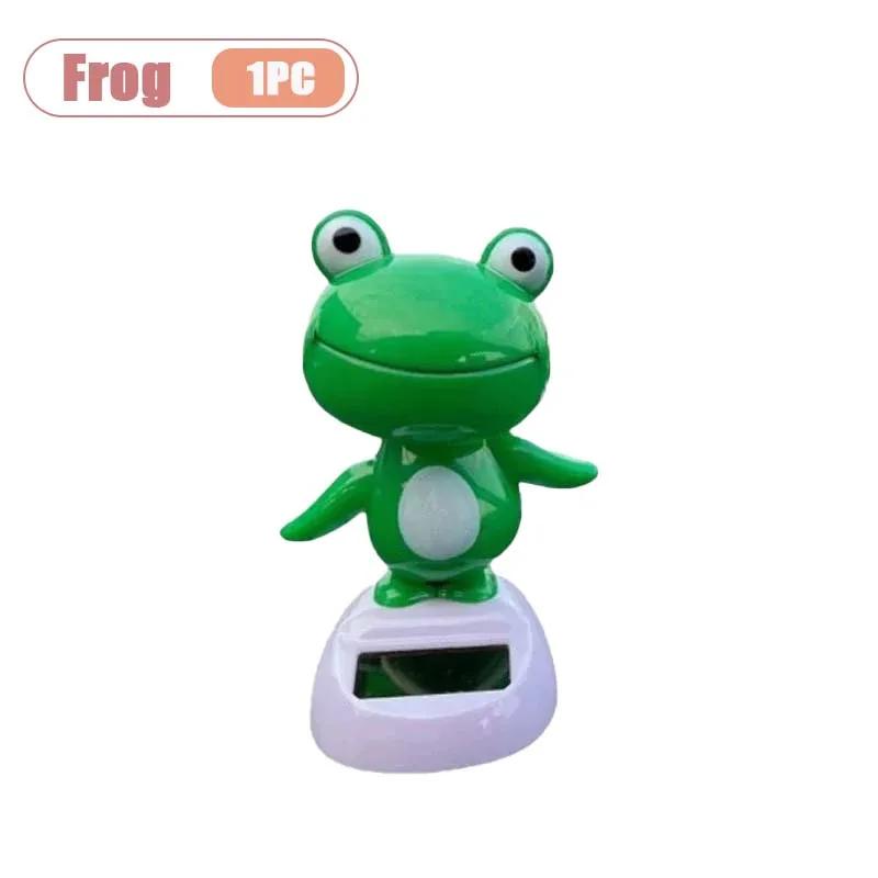 1-10 Stück Solarbetriebenes Auto-Armaturenbrett Ornament Niedliches Tier Frosch Wackelkopffigur Spielzeug Dekoration Geschenk für Innenausstattung Auto Tisch