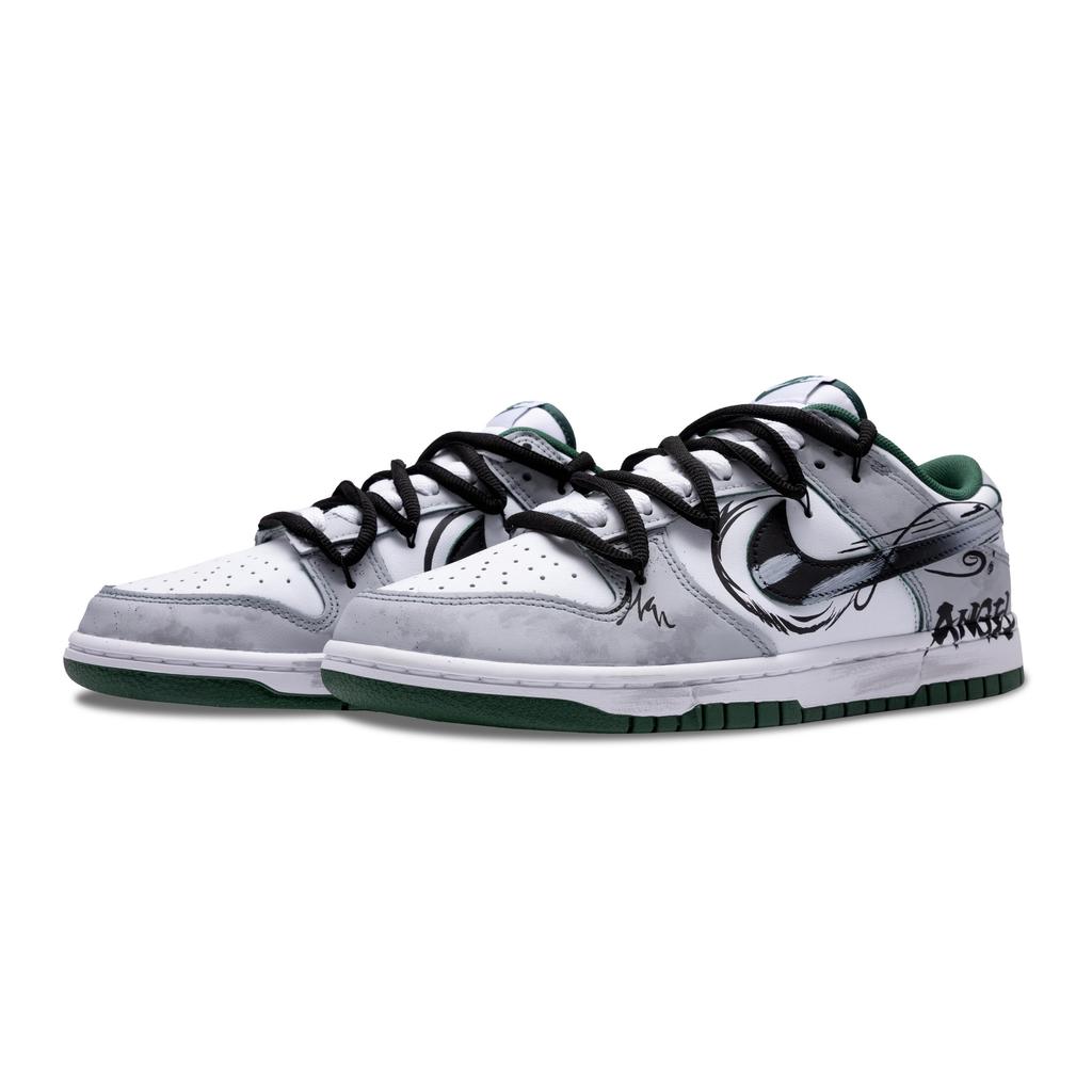 Nike Dunk PU Coverage Slip Resistant And Abrasion Resistant Low Top Skateboard Shoes Unisex Black Gray White DD1391-101(Team28-)