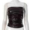 Elsa European and American Women's Clothing Ins New Arrival Fashion Sexy PU Leather Tank-Top Leather All-Matching Sexy Nightclub Tube Top