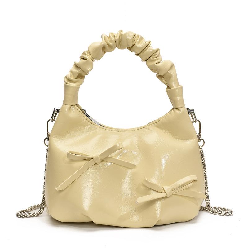 French Ballet Style Bow Underarm Bag Women's 2025 Summer Large Capacity Folded Cloud One Shoulder Crossbody Dumpling Bag