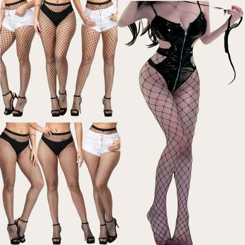 Large Plus Size Tights Lingerie Women Lace Fishnet Black Stockings Female Sexy Leggings High Waist Mesh Pantyhose for Woman 5XXXXXL