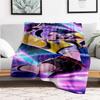 "Vivid Purple Hair Girl with Microphone Art Print T-Shirt"Blanket Lightweight Flannel Throw Blanket for Sofa, Bed, Travel, Camping, Livingro