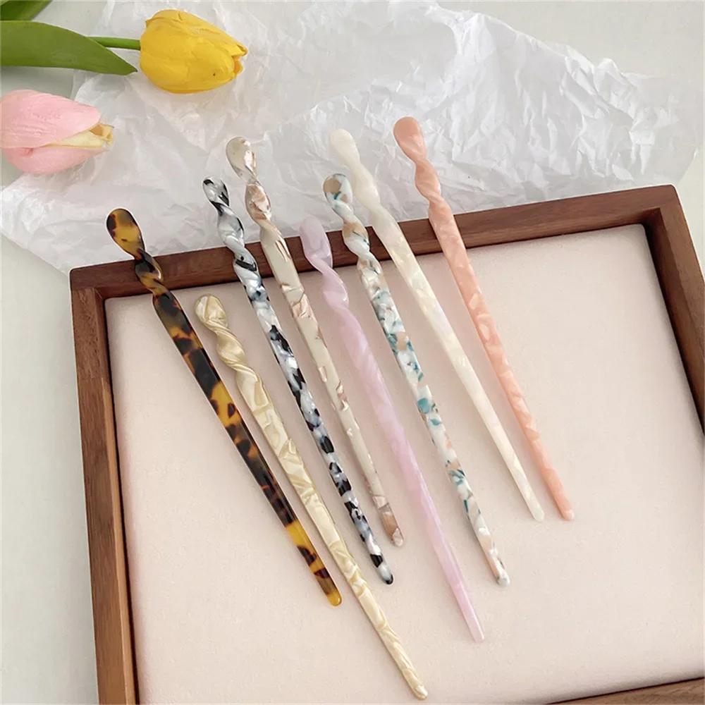 Chinese-Style Hair Sticks Vintage Acetate Resin Marbled Women Hairpins Headdress Headwear Wedding Jewelry Hair Accessories