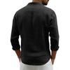 New Men's Solid Color Long Sleeve Shirt Linen Cotton Shirts Trend Plus-size Lapel Collar Casual Lightweight Beach Tops