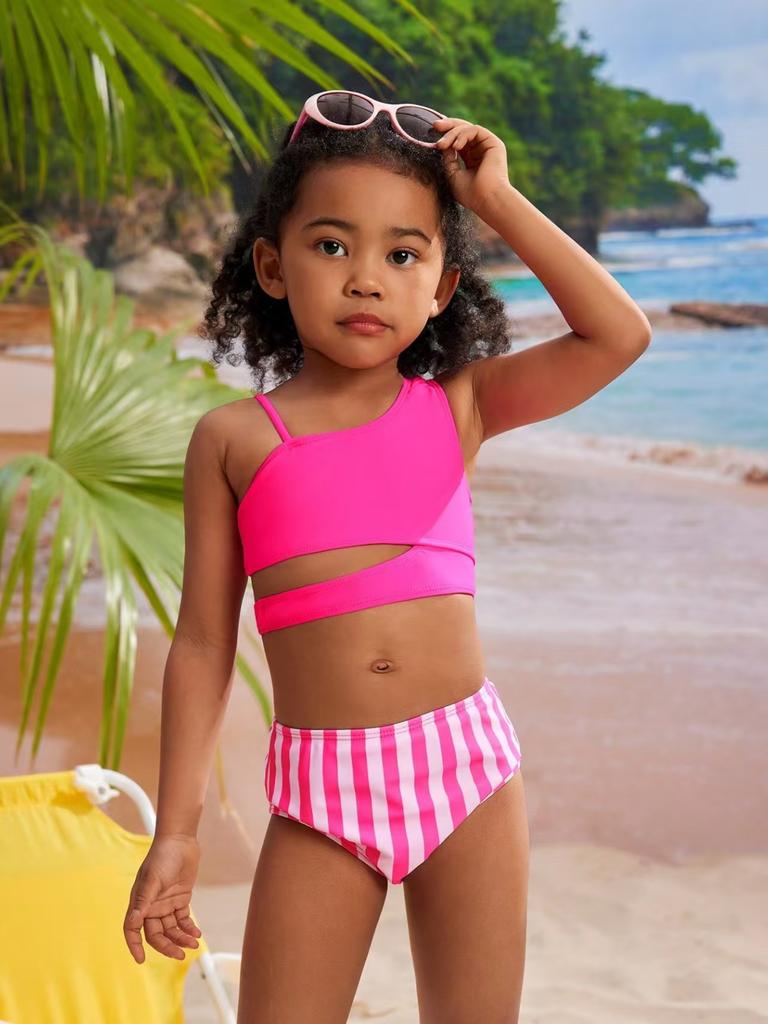 New children's design plate with shoulder split swimsuit cute beach vacation swimsuit fashion