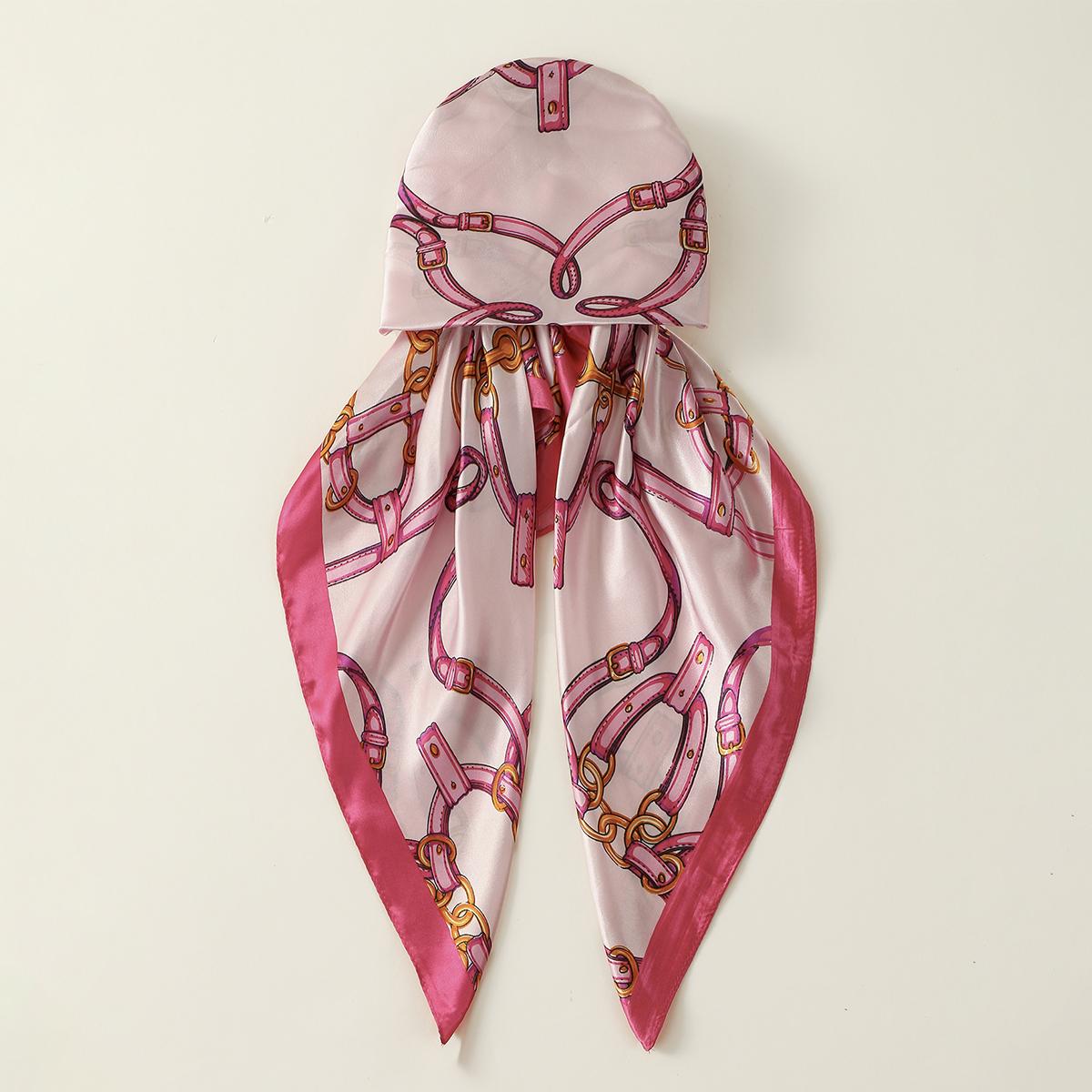 

Шляпа из атласного шелка с принтом в виде цепи, женская, мусульманский хиджаб, модный мгновенный шарф, исламский тюрбан, бандана, фуляр, повязка на голову