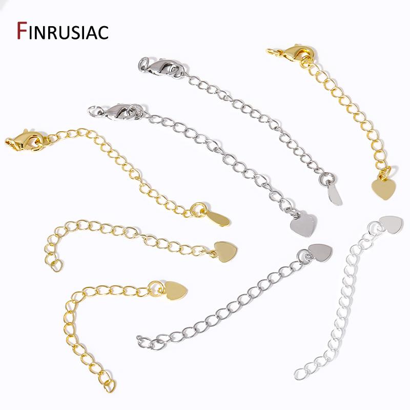 14/18K Gold Plated Brass Heart Tag Extension Chains Connectors For DIY Necklace Bracelet Jewelry Making Supplies Wholesale