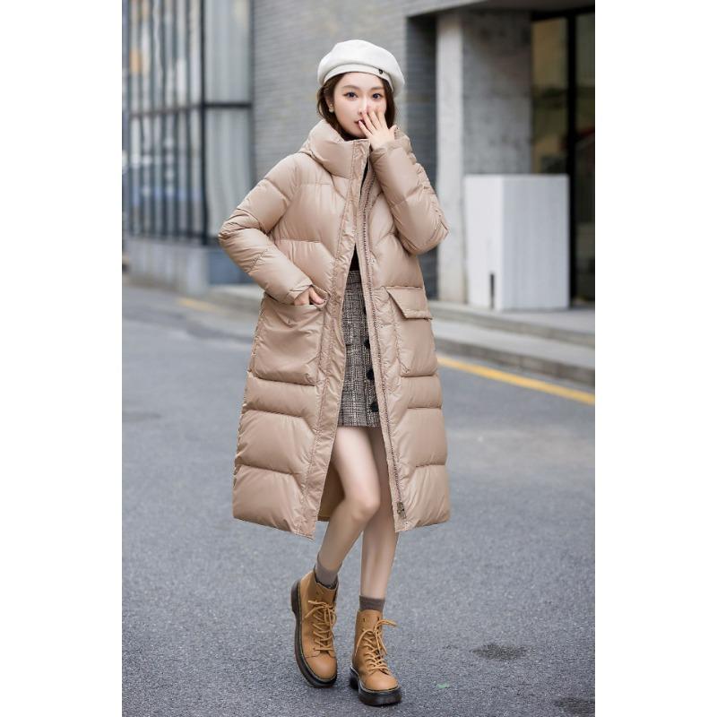 

Cotton clothes, new women s winter fashion, medium and long styles, warm and loose over the knee, bright leather, and big pockets are trendy. XXL хаки