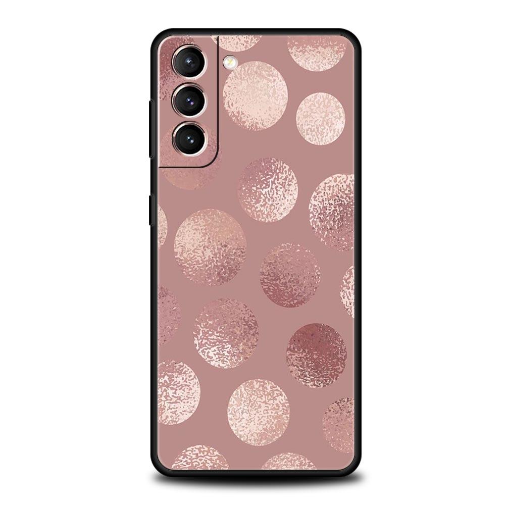 Gold Pink Rose Glitter Hearts Soft Phone Case For Samsung Galaxy S25 Edge S24 Plus S23 FE S22 S21 S20 Ultra 5G S10 Protect Cover