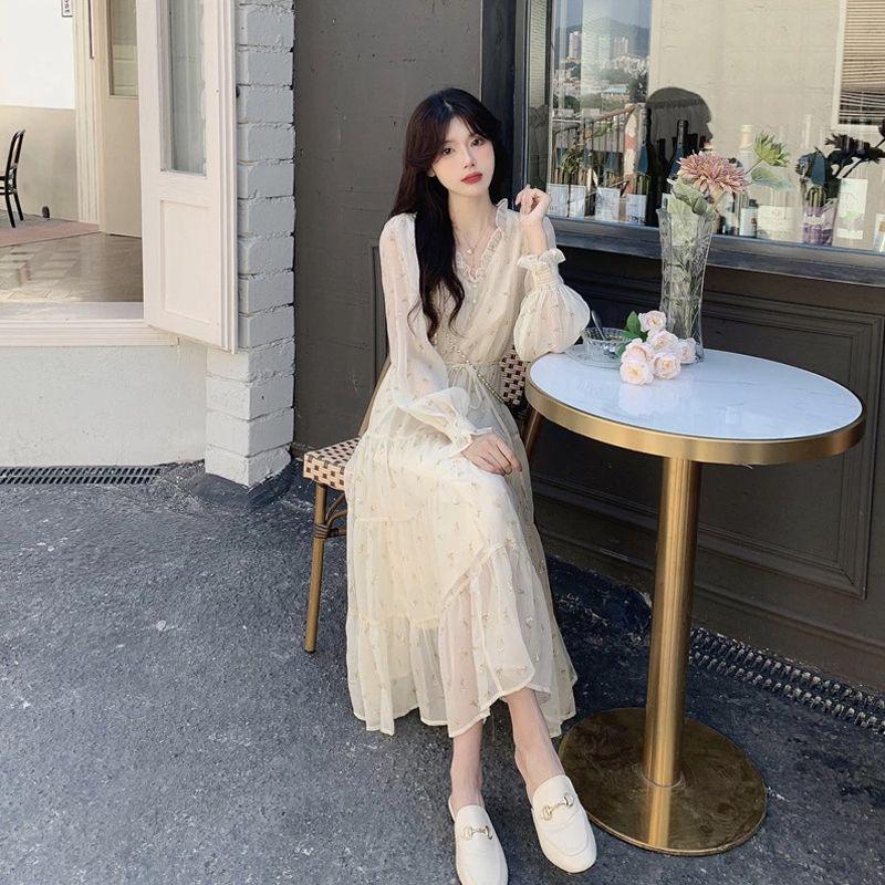 2026 Early Autumn Women's French Style Long Sleeve Slimming A-line Dress