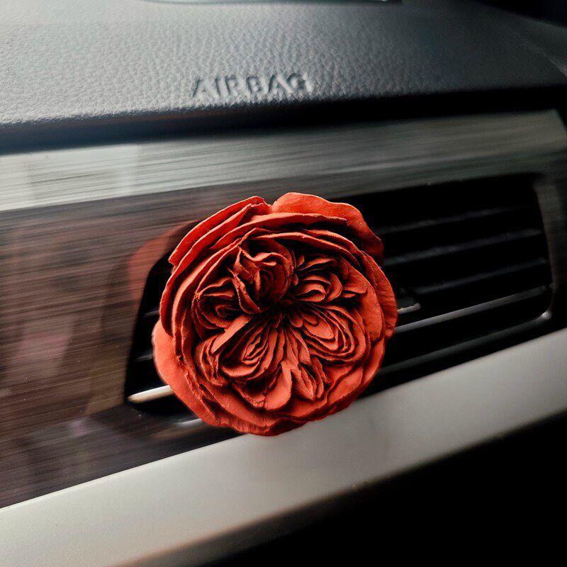 Preserved Fresh Flower Austin Rose Fragrant Stone Car Air Outlet Aromatherapy Retro Fancy Ins Style Car Interior