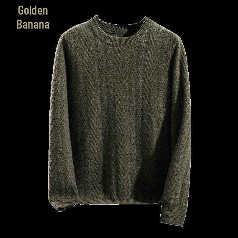 Men's Wool-Cashmere Blend Textured Crewneck Sweater