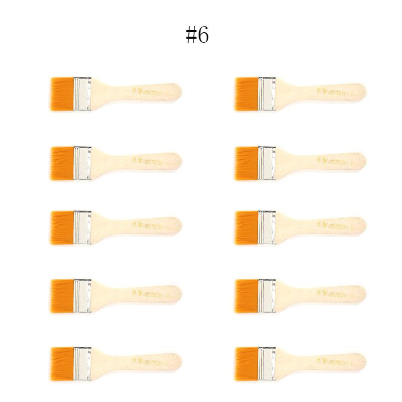 5/10/12pcs/Set Memory Nylon Paint Brushes for Acrylic/Oil/Watercolor Drawing Wooden Synthetic Bristles Easy To Clean BBQ Brush