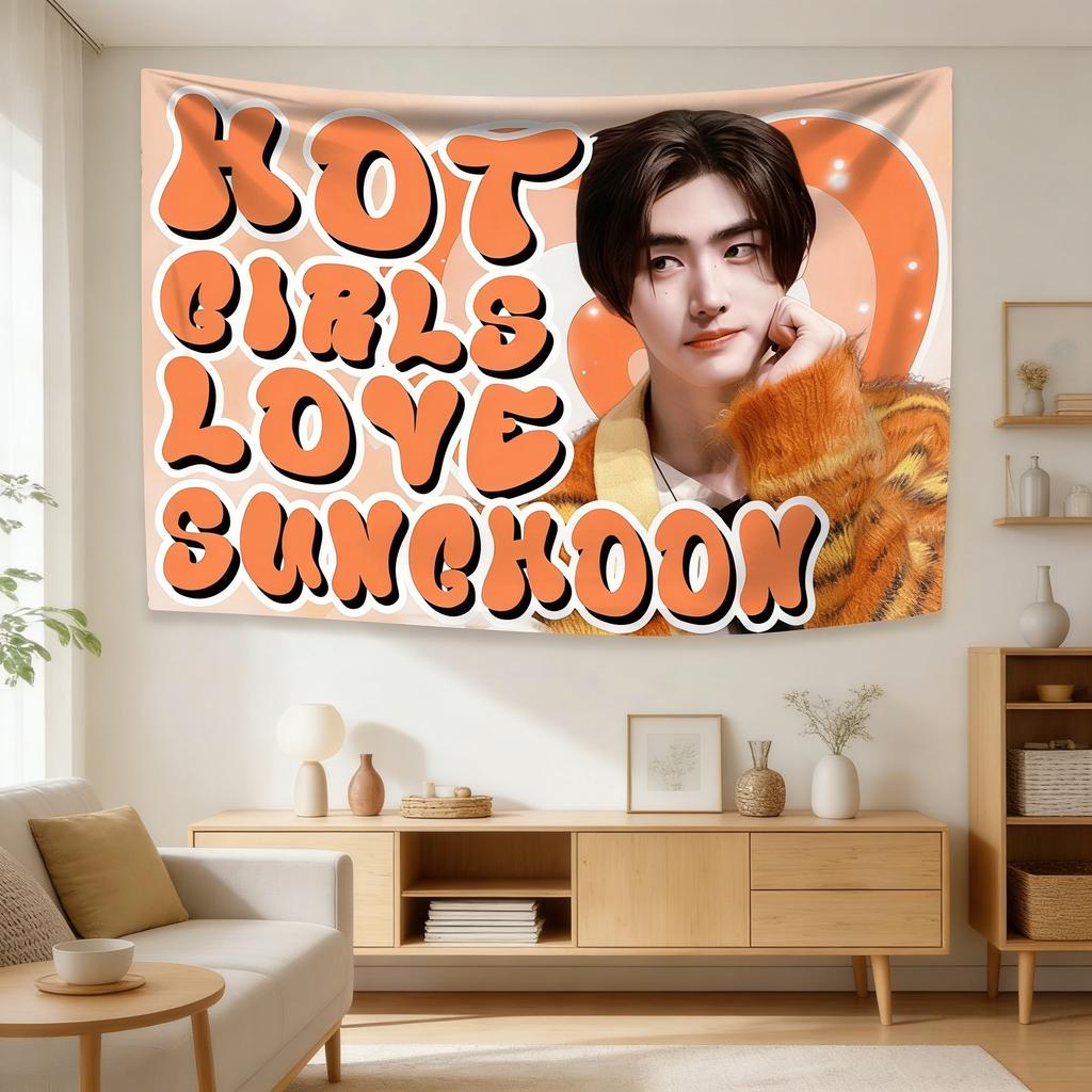 Sunghoon Concert Fan Tapestry Kpop Idol Flag for Home Room Background Decoration Birthday Party Gift MultiSize High Quality