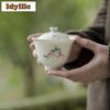 140ml Jade Mud Hand-painted Peach Gaiwan Boutique Tea Tureen Tea Bowl With Lid Kit Tea Maker Cover Bowl Chinese Teaset Ornaments