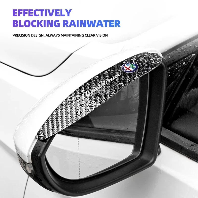 2x Car Rearview Mirror Rain Eyebrow Protector Rain Sticker For Alfa Romeo Giulia Stelvio Giulietta 156 159 147 Mito Tonale GT