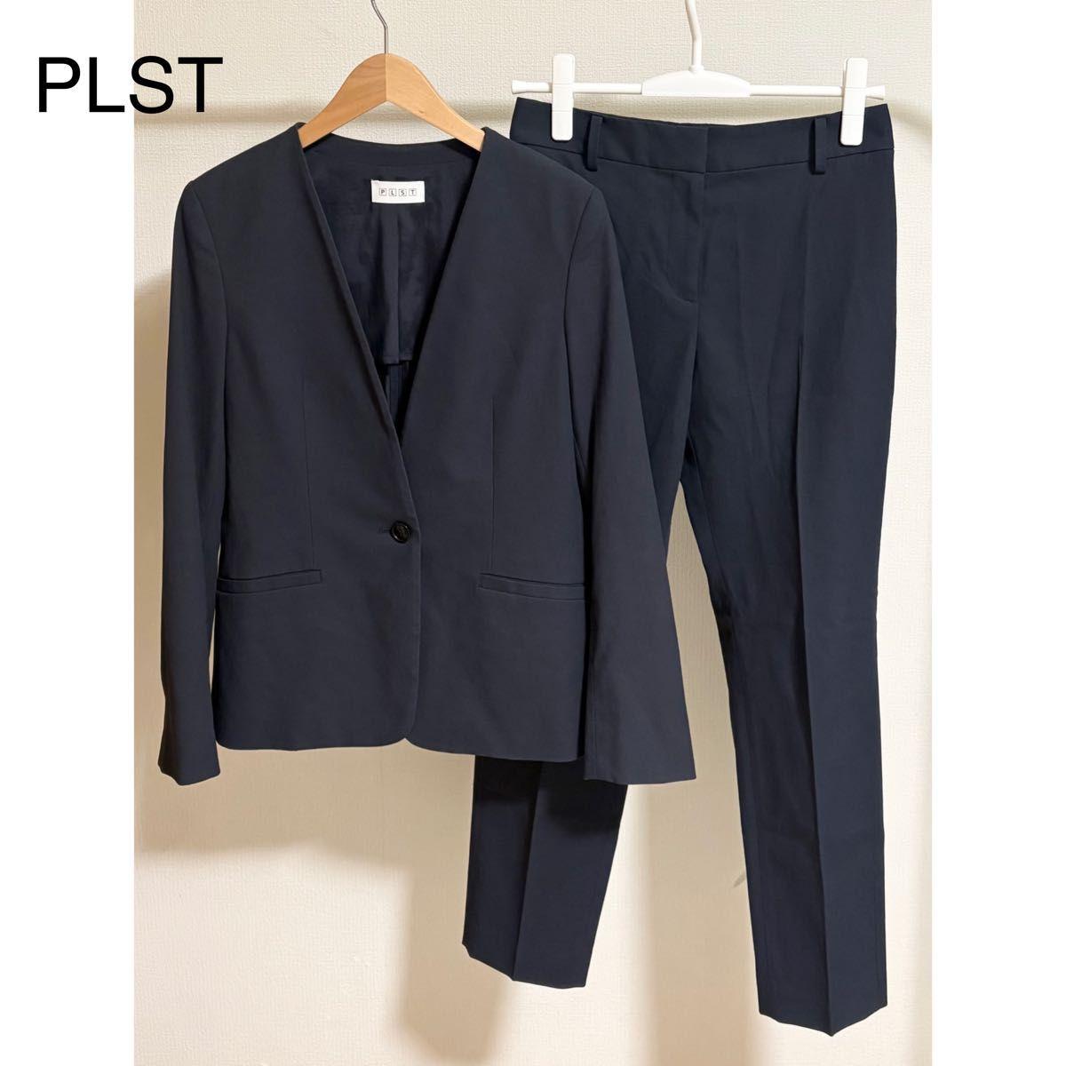 PLST Linen Blend Setup Collarless Jacket Tapered Pants