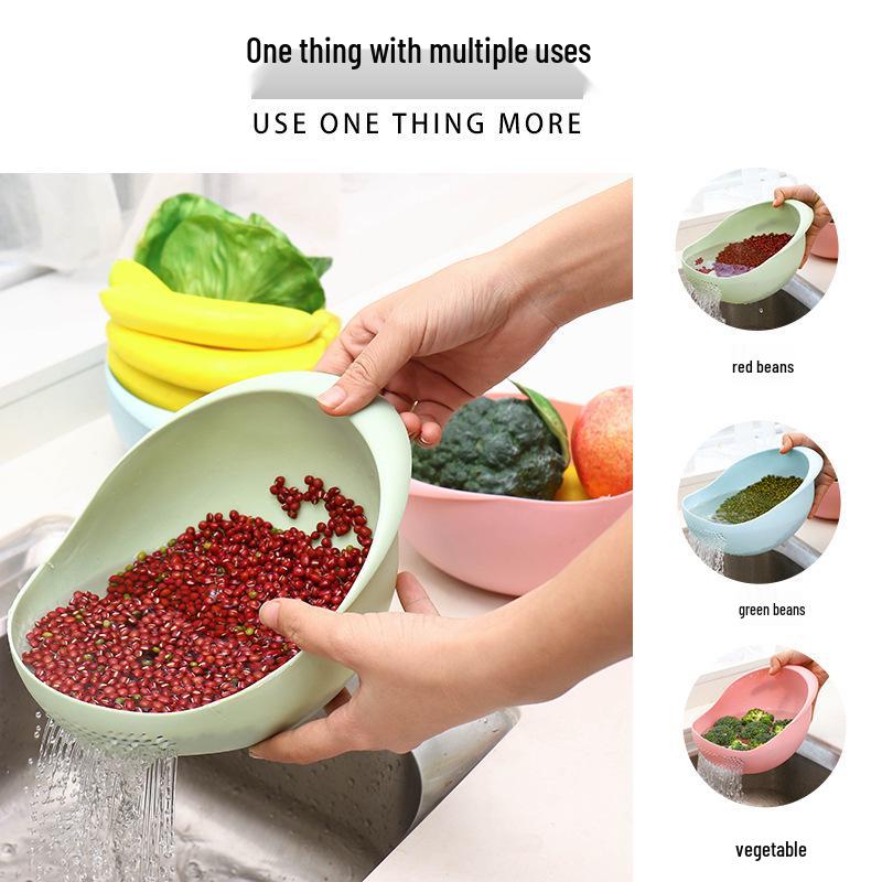 Multi-functional Rice and Vegetable Washing Basin with Sieve and Drain Basket