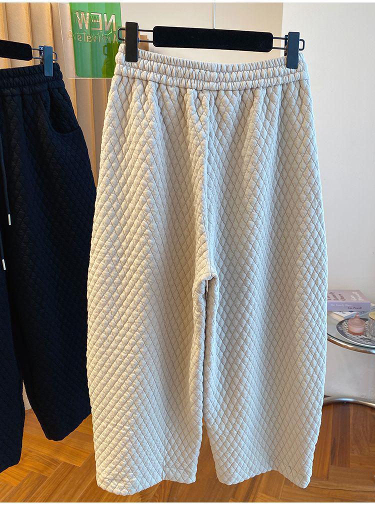 

Plus Size Retro Japanese Plaid Warm Padded Pants - Women s Autumn/Winter Casual Harem Sweatpants XXXXL абрикосовий