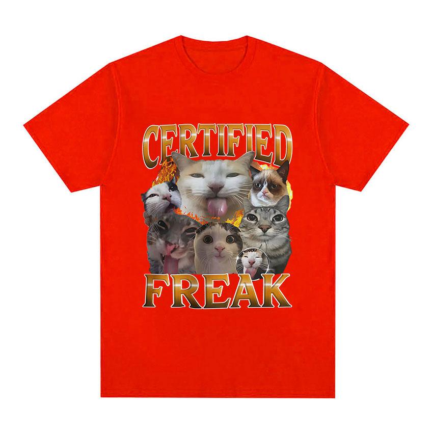 Funny Certified Freak Cat Meme T-Shirt Unisex Women Cute Humor Style Short Sleeve T Shirt Fashion High Quality 100% Cotton T-shirts