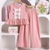 Summer Children's Sweet Bow Sleeveless Top and Trousers Two-piece Fashion Set for Girls