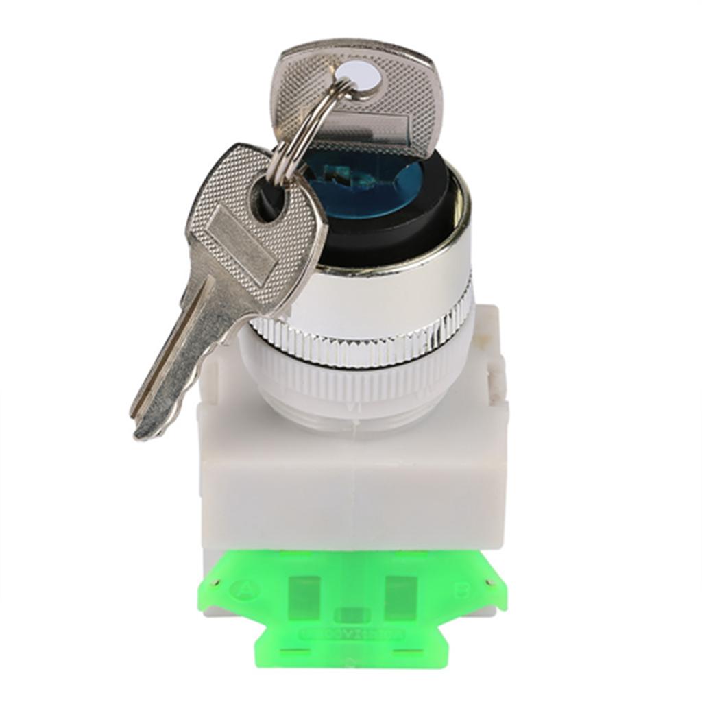 3 Position Key Operated Rotary Switch 2 Keys 22mm Mount LAY3720Y31