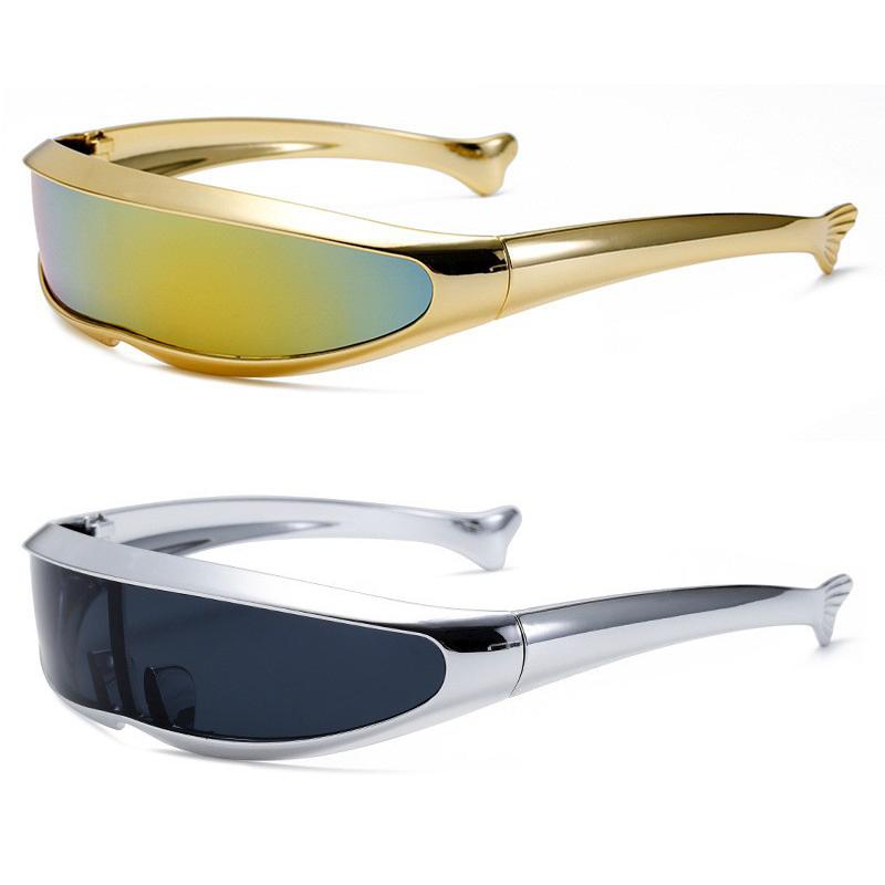 Futuristic One-piece Mirror Personalized Electroplated Sunglasses Women Men 2026 Y2K Steampunk Goggles Rave Party Glasses UV400