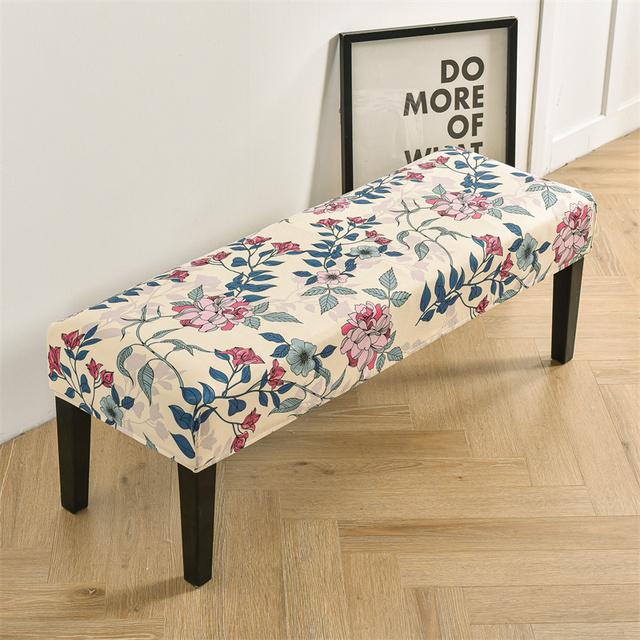 Blomstertrykt benktrekk Spisestue Stretch Spandex Pianokrakkdeksler Rektangel Seng Lang krakkdeksel Møbler Hjemmedekor