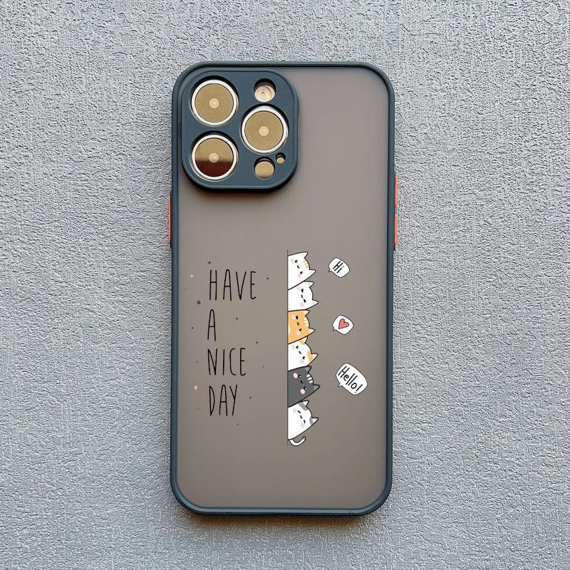Cute Funny Cartoon Cat Phone Case for iPhone 15 14 Pro Max Plus 13 12 11 Pro Max Mini XS XR X 8 7 Plus SE2 Shockproof Back Cover