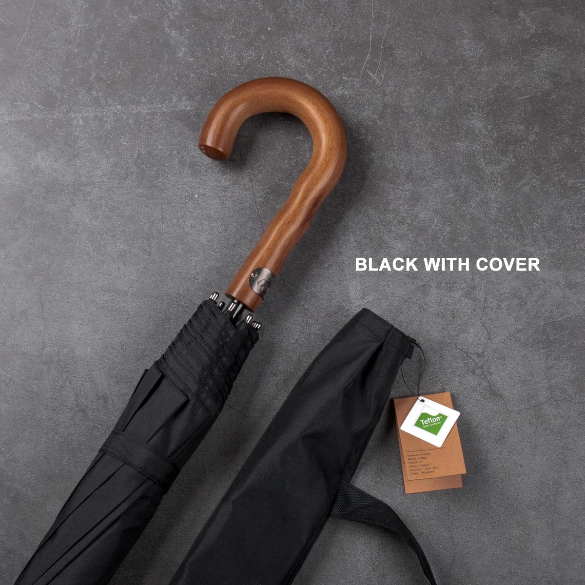 

Зонт от дождя с длинной ручкой 135 см, женский большой прозрачный зонт с деревянной ручкой, деловой мужской ветрозащитный двухслойный зонт Paraguas чёрный