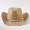 Beliebter europäischer und amerikanischer klassischer Strohgeflecht Western-Cowboyhut für Herren und Damen Outdoor-Mode OL-Stil Geflochtener Zylinder