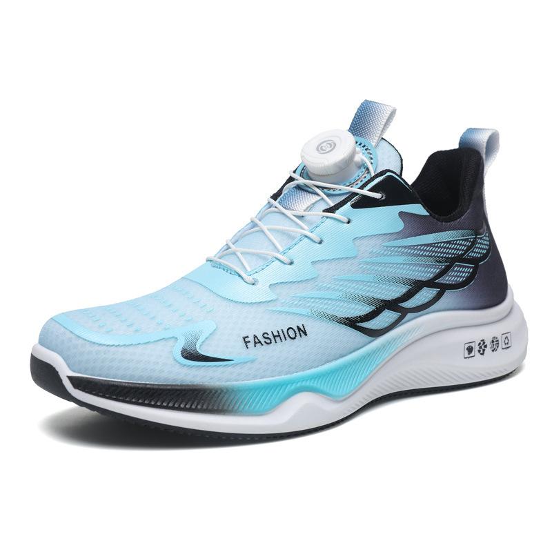 Rotary buckle sneakers large size men's shoes breathable mesh running shoes shock absorption youth casual shoes
