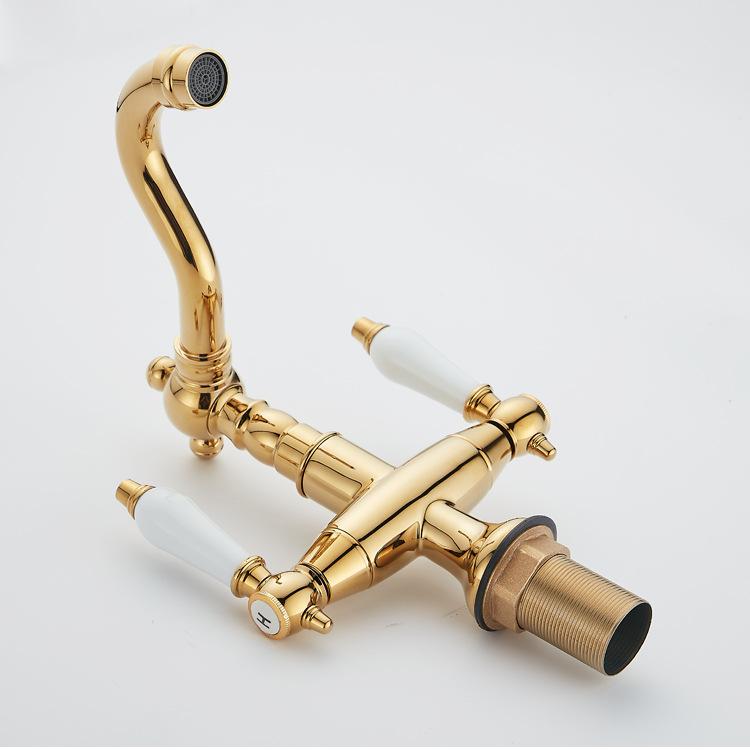 Basin Faucets Antique Brass Bathroom Faucets Industrial Style Sindle Hole Dual Handle Contemporary Water Mixer Tap  85537