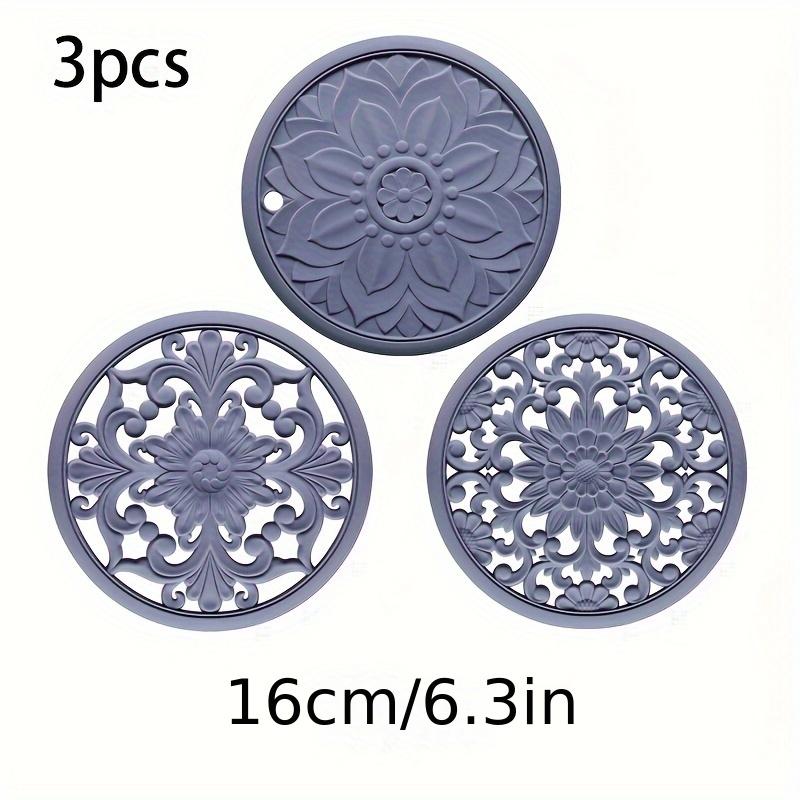 3Pcs Silicone Heat Insulation Pads | Multifunctional Patterned Heat-Resistant Mat Suitable For Countertop Tables And For Placing Hot Pots