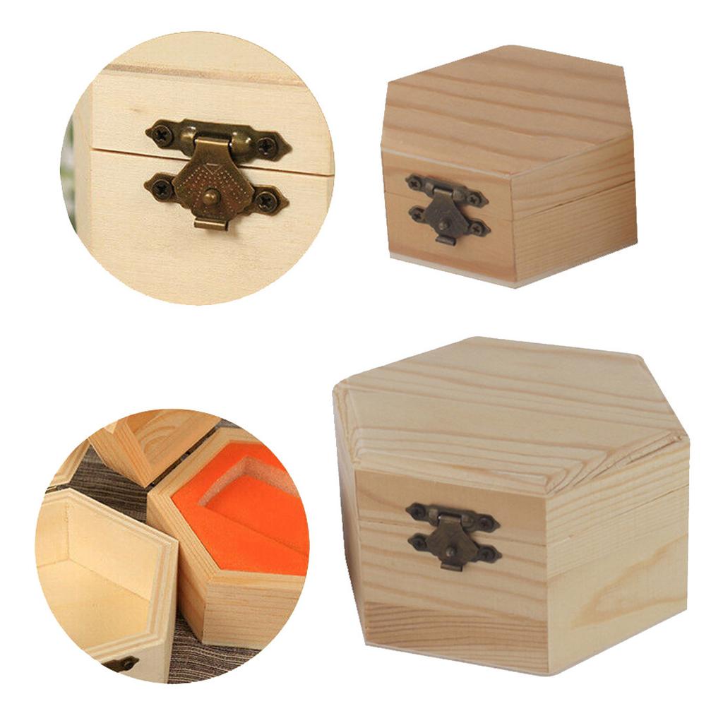 Hexagonal Wooden Jewelry Organizer Box for Rings and Earrings Stylish Storage Solution for Home Decor and Crafts