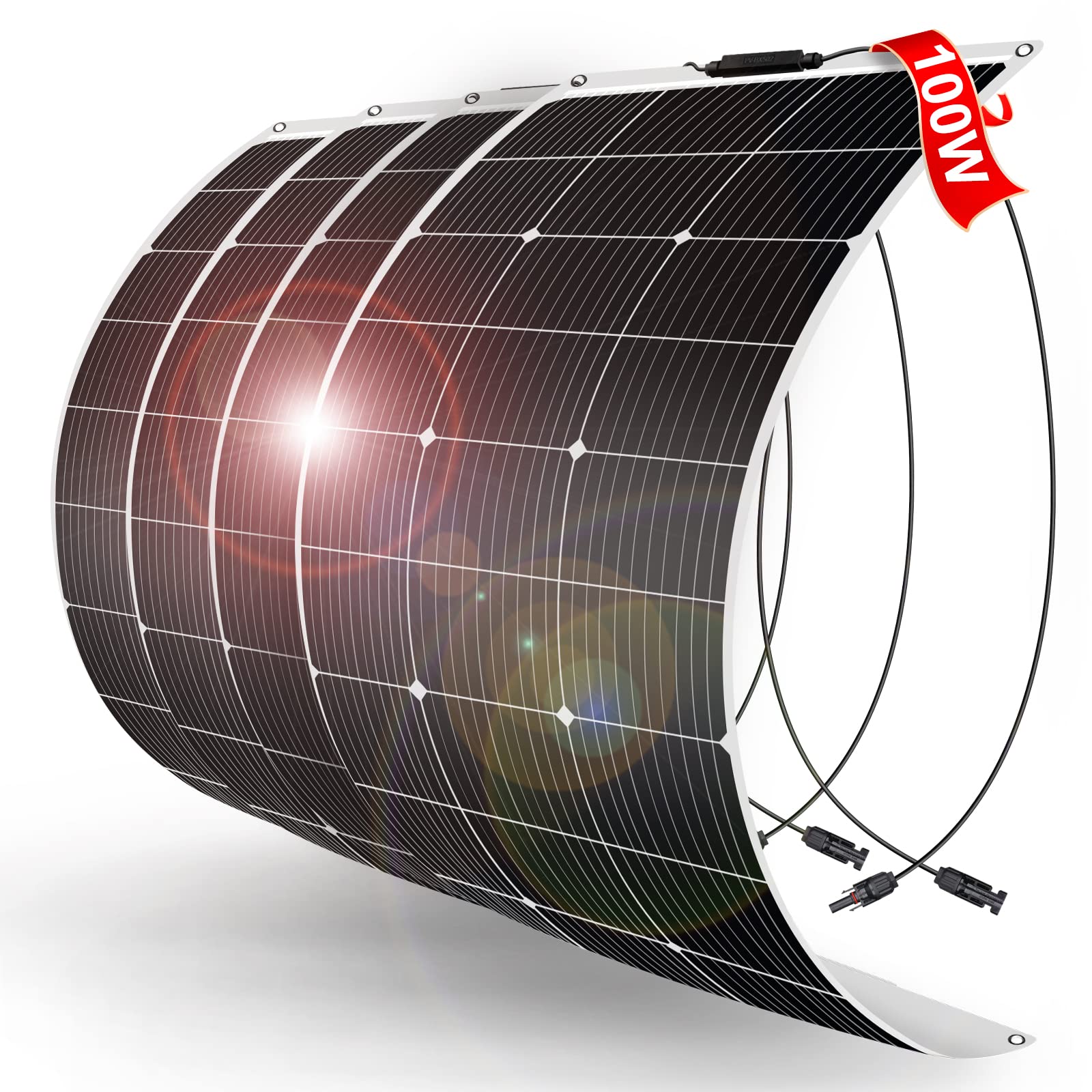 Painel solar DOKIO 400W flexível prevenção de desastres cristal único 4 painéis 100W 18V fonte de alimentação portátil e bateria de 12V compatível com energia solar residencial pequena