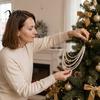 Christmas Tree Beaded Garland Faux Pearl Garland, Multi-Strand Swag Hanging Banner, Chain Classy Indoor Decorative Garlands Mantel Decoration