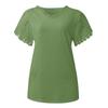 Ladies Casual Fashion Sexy Solid Color V-neck Pullover Comfortable Loose Short Sleeve Lace Sleeve Top